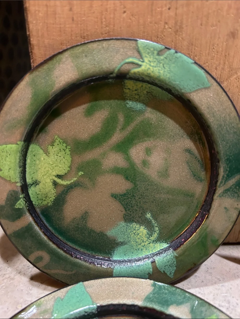 vintage handmade enamel on copper decorative Drink Coaster Set of 4
